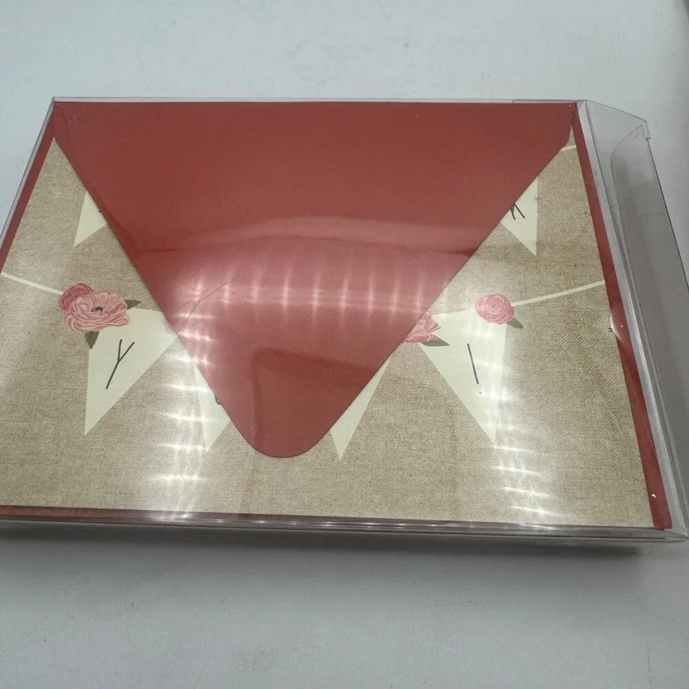 Paper Source Thank You Cards Floral Banner Design 10 Folded Cards With Envelopes